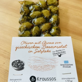 Oliven mit Aroma von griechischem Bauernsalat